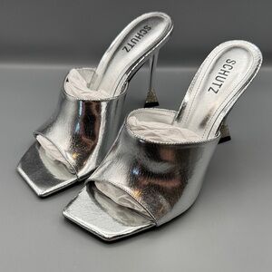 SCHUTZ NATTIE METALLIC LEATHER SANDAL